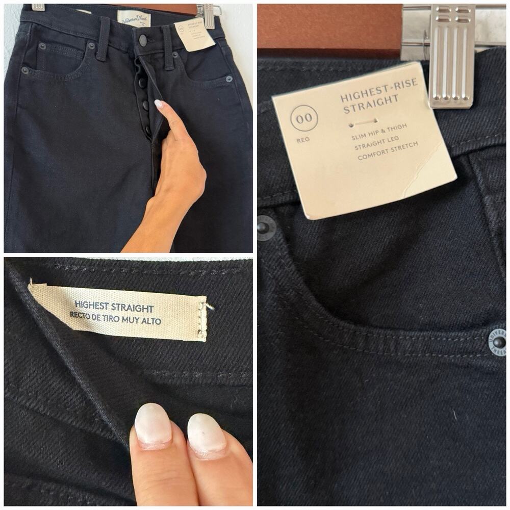 Universal Thread Highest Rise Straight Size 00 Black Jeans Women’s NWT Stretch - Picture 3 of 8